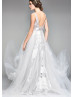 Bohemian Inspired V Neck Gray Lace Tulle Sexy Wedding Dress